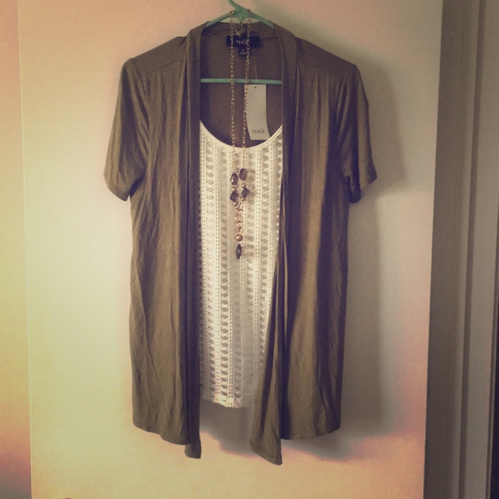 Short sleeve top with attached jacket